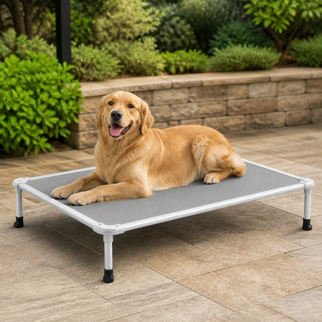 Elevated Cooling Breathable Mesh Dog Bed Aluminum Frame