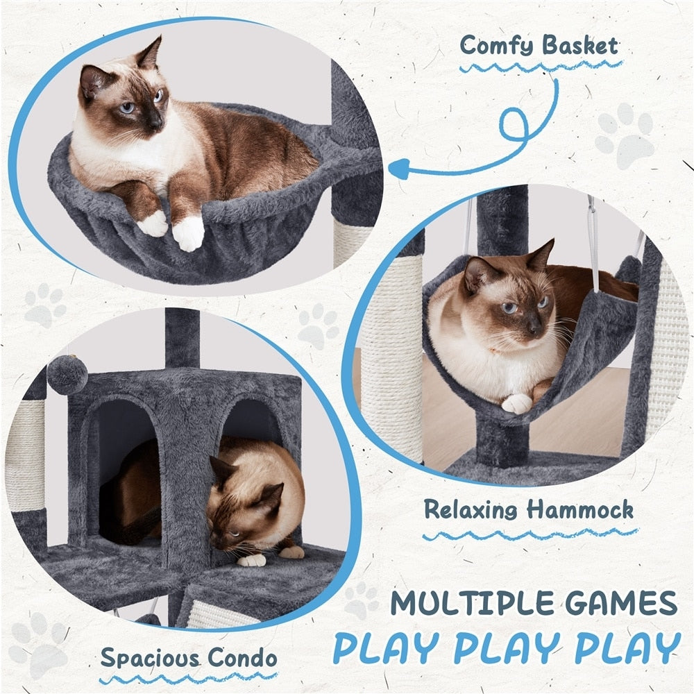 Yaheetech 40-Inch Cat Tower With Condo Dark Gray