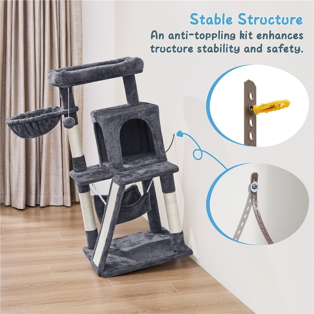 Yaheetech 40-Inch Cat Tower With Condo Dark Gray