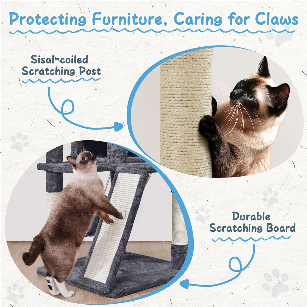 Yaheetech 40-Inch Cat Tower With Condo Dark Gray