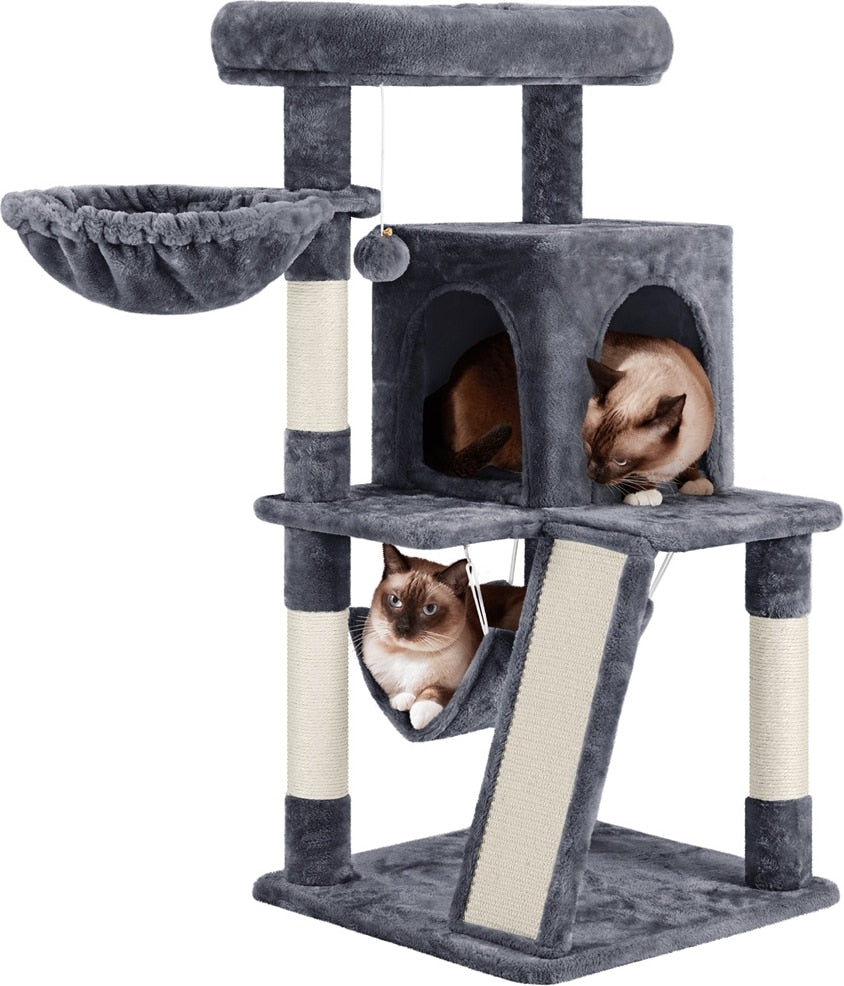 Yaheetech 40-Inch Cat Tower With Condo Dark Gray