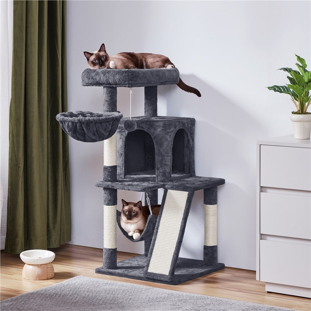 Yaheetech 40-Inch Cat Tower With Condo Dark Gray