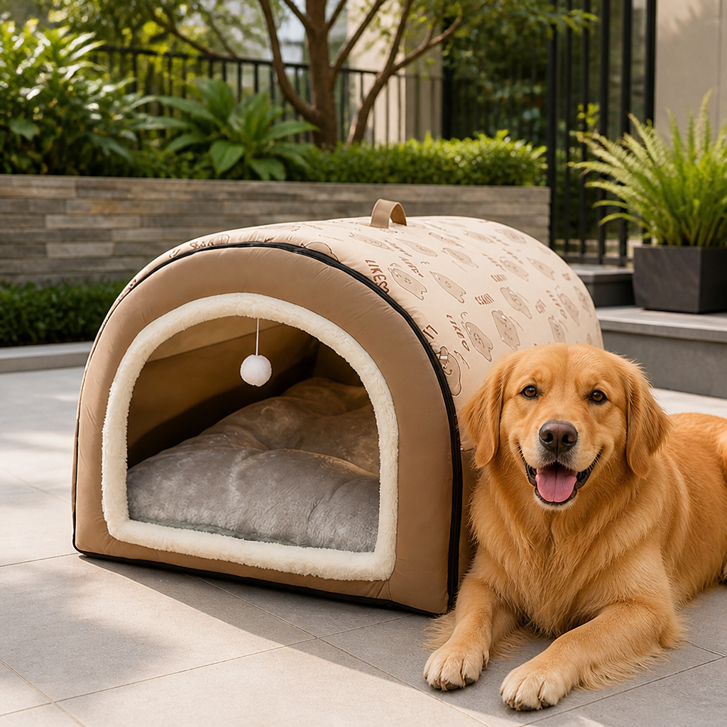 Warm Washable Semi-Enclosed Dog House Removable Cover