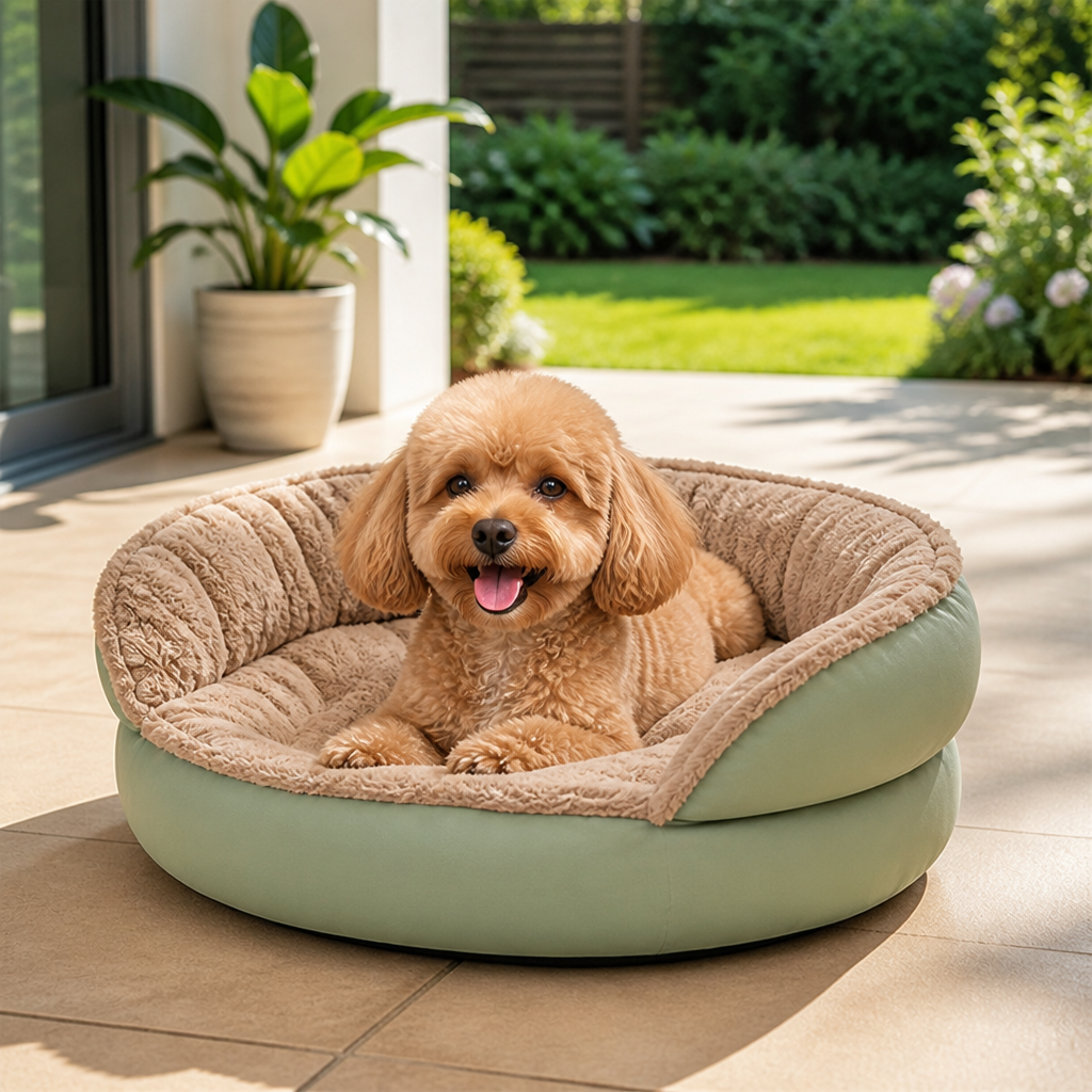 Washable Non-Slip Round Polyester Pet Bed
