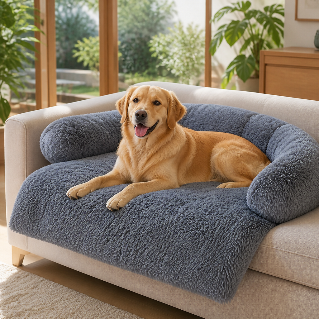 All-Season Fluffy Washable Pet Sofa Bed Removable Cover
