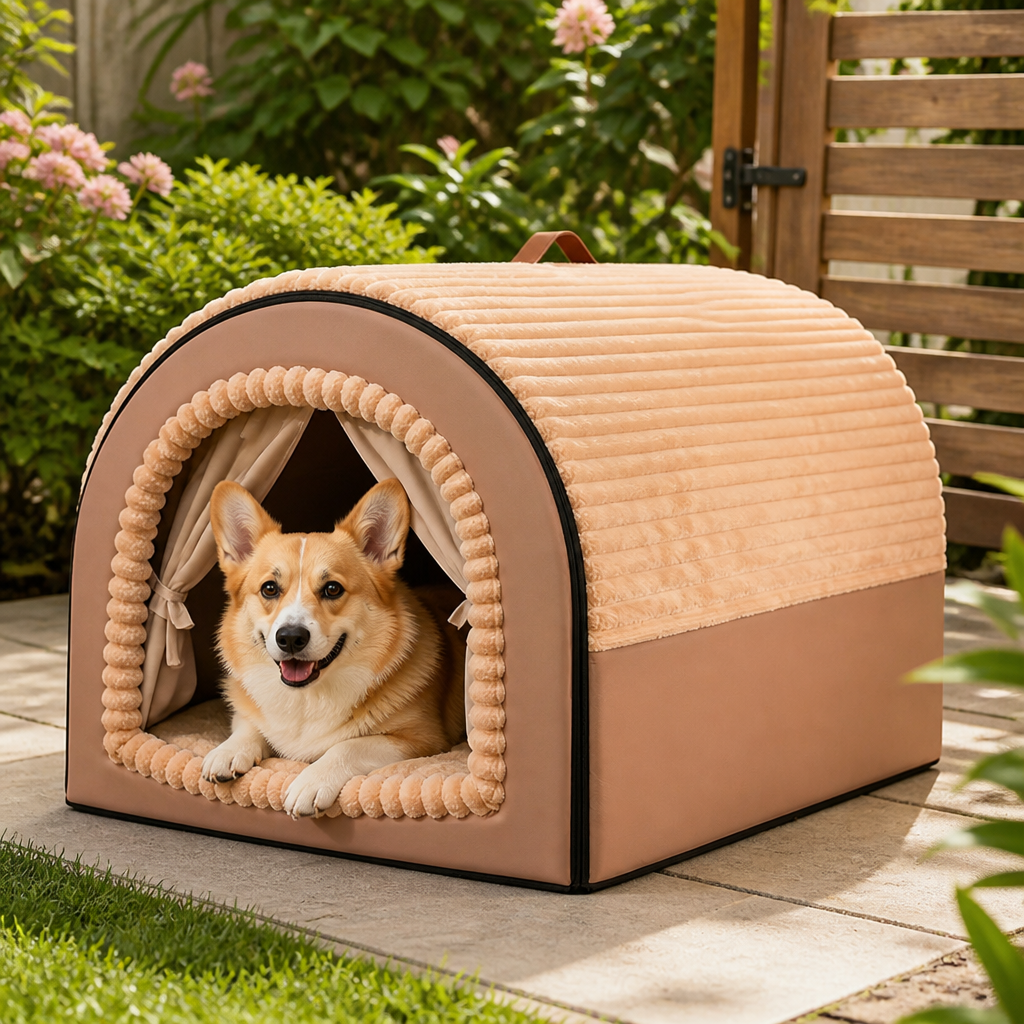 Foldable Washable Non-Slip Polyester Pet Cave Bed