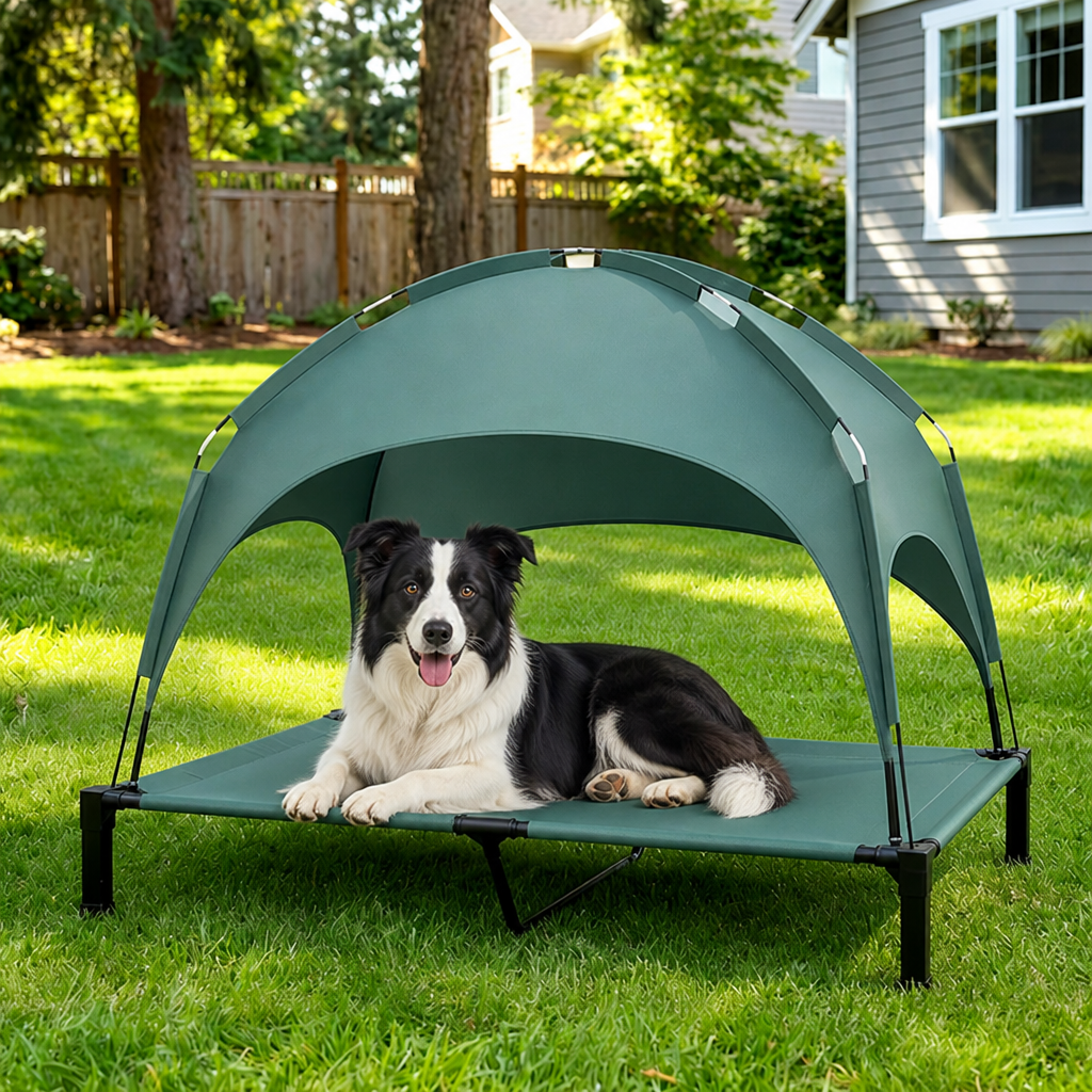 Elevated Cooling Aluminum Outdoor Dog Bed Removable Canopy