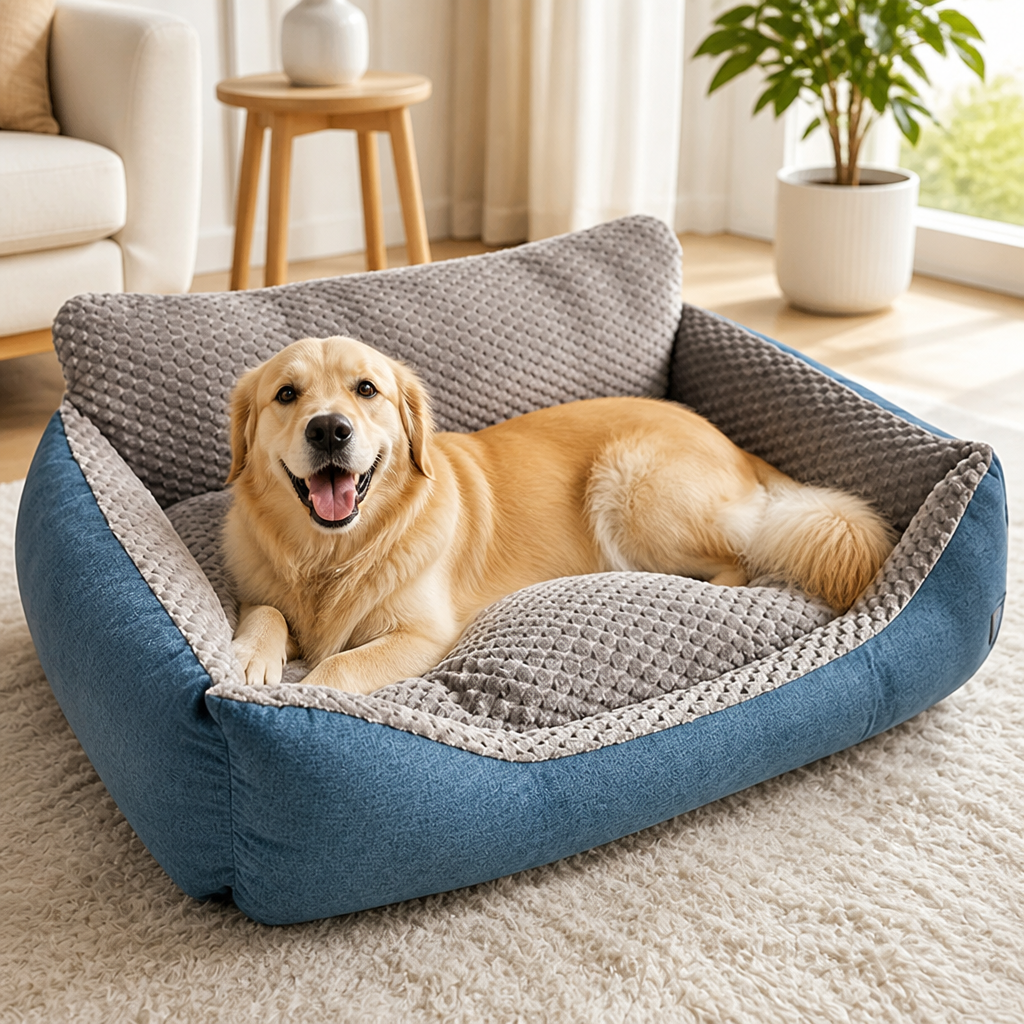 Plush High-Back Thick PP Cotton Pet Sofa Bed Removable Cover