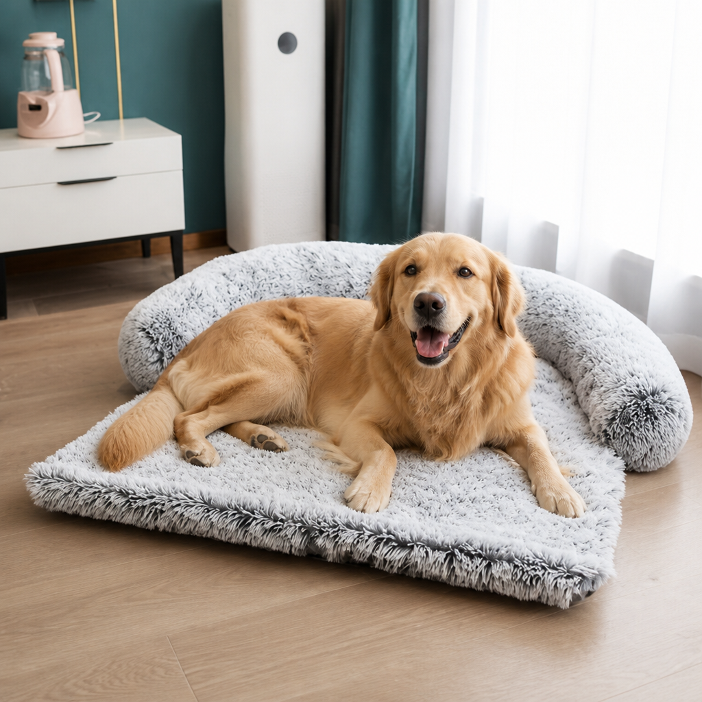 Plush Neck Pillow Polyester Pet Sofa Bed Removable Cover