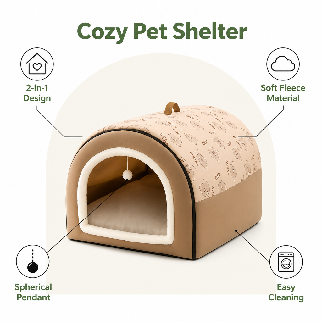 Plush Detachable Fleece Pet House Bed
