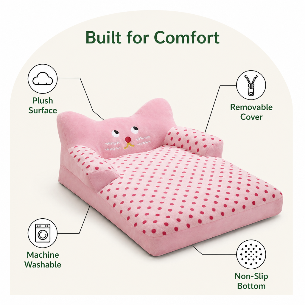Calming Polyester Non-Slip Pet Sofa Bed Removable Cover