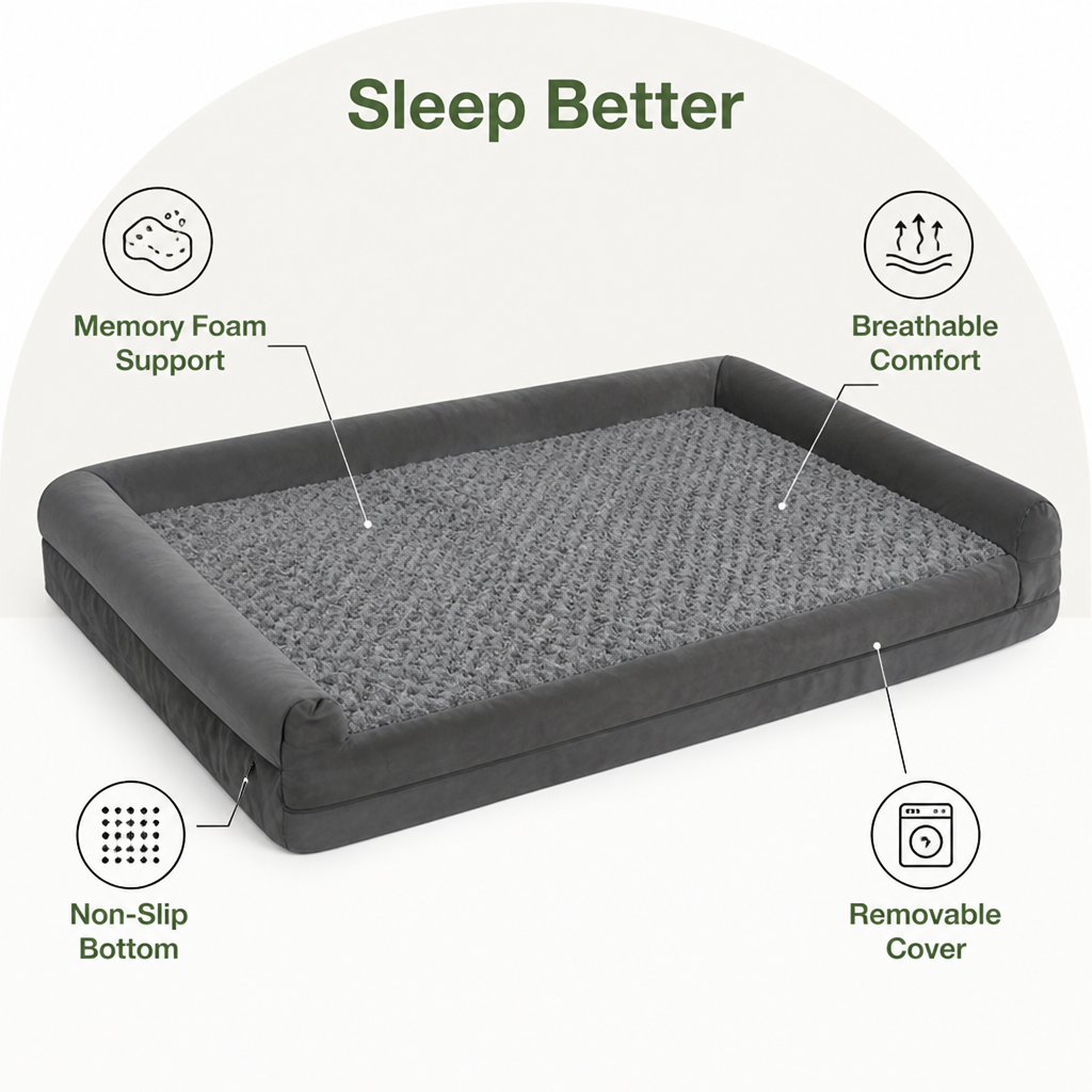 Orthopedic Support Foam Anti-Skid Dog Bed Removable Cover