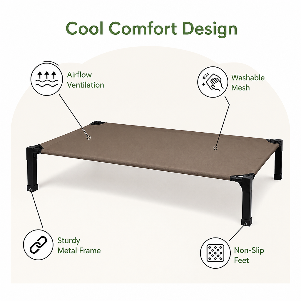 Elevated Cooling Breathable Mesh Dog Bed Metal Frame