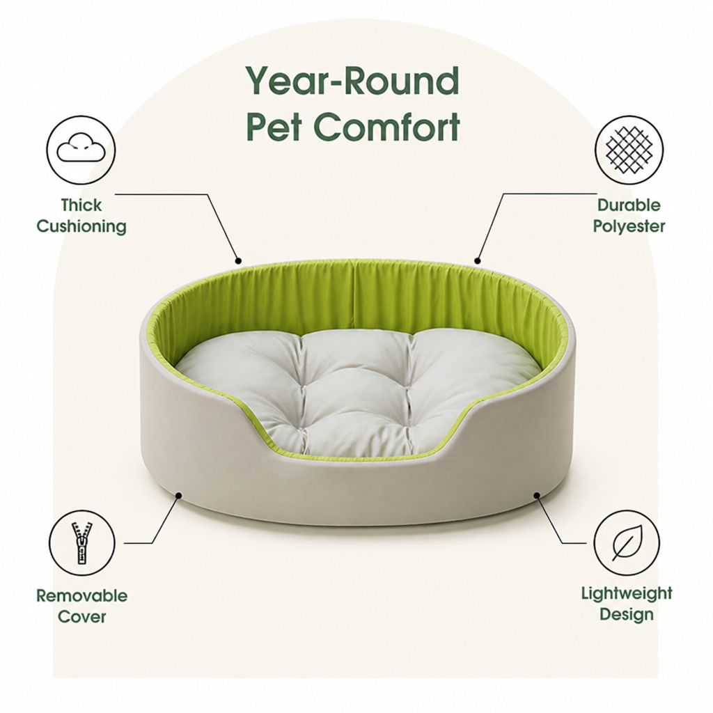 Warm All-Season Thick Polyester Fiber Dog Bed