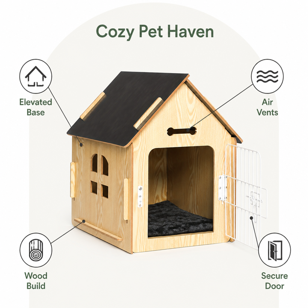 Elevated Ventilated Wood Pet House