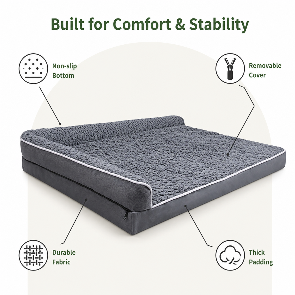 Non-Slip Supportive Sponge Dog Sofa Bed Removable Cover