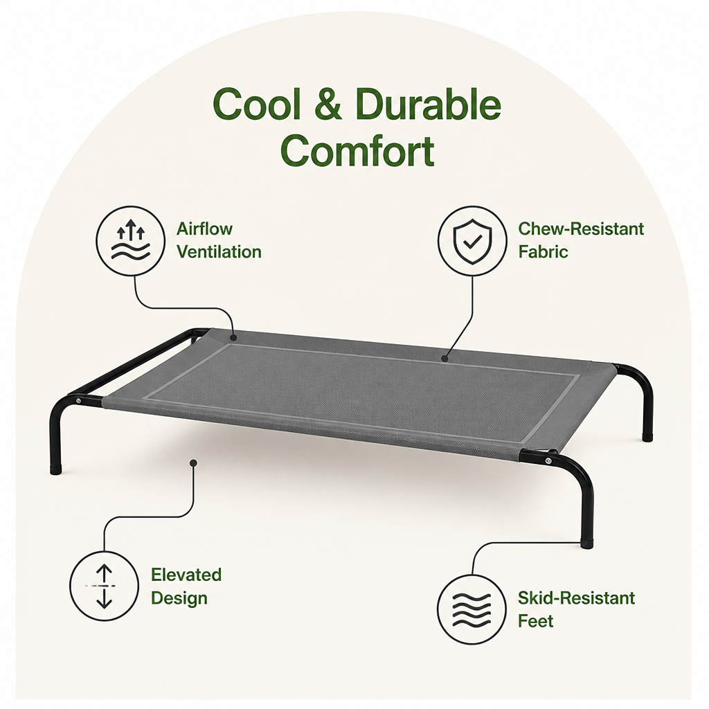 Elevated Cooling Mesh Chew Resistant Dog Bed