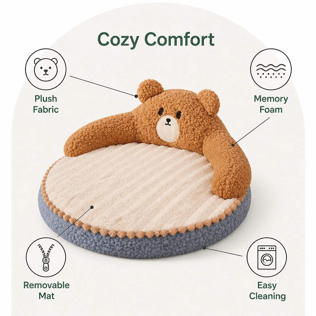 Round Memory Foam Pet Bed Removable Mattress