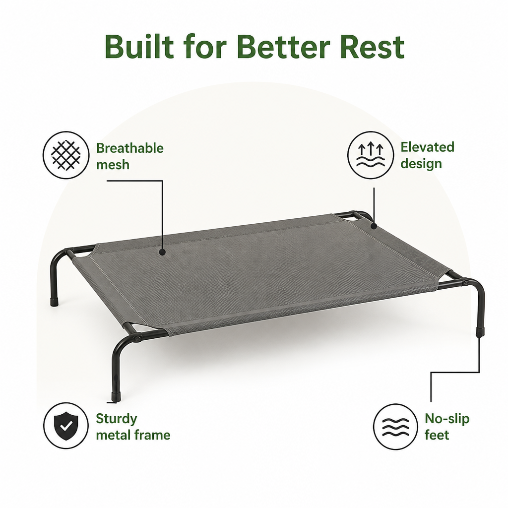 Elevated Cooling Breathable Mesh Dog Bed Metal Frame