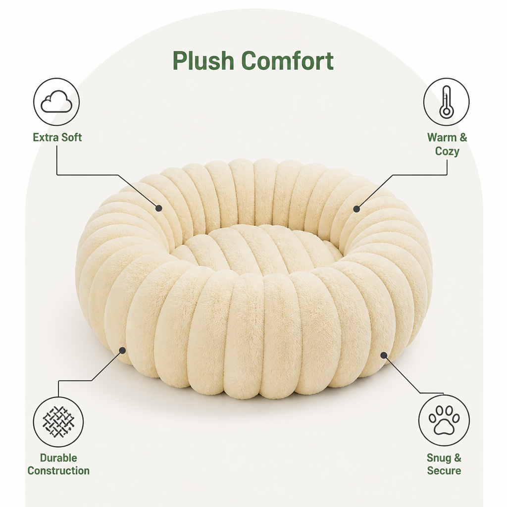 Plush Round Polypropylene Fiber Dog Bed