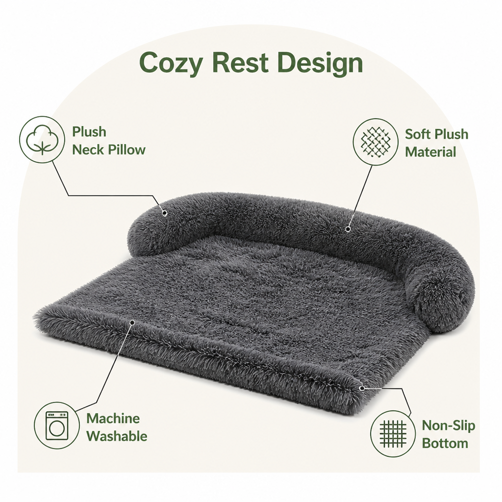 Plush Neck Pillow Polyester Pet Sofa Bed Removable Cover
