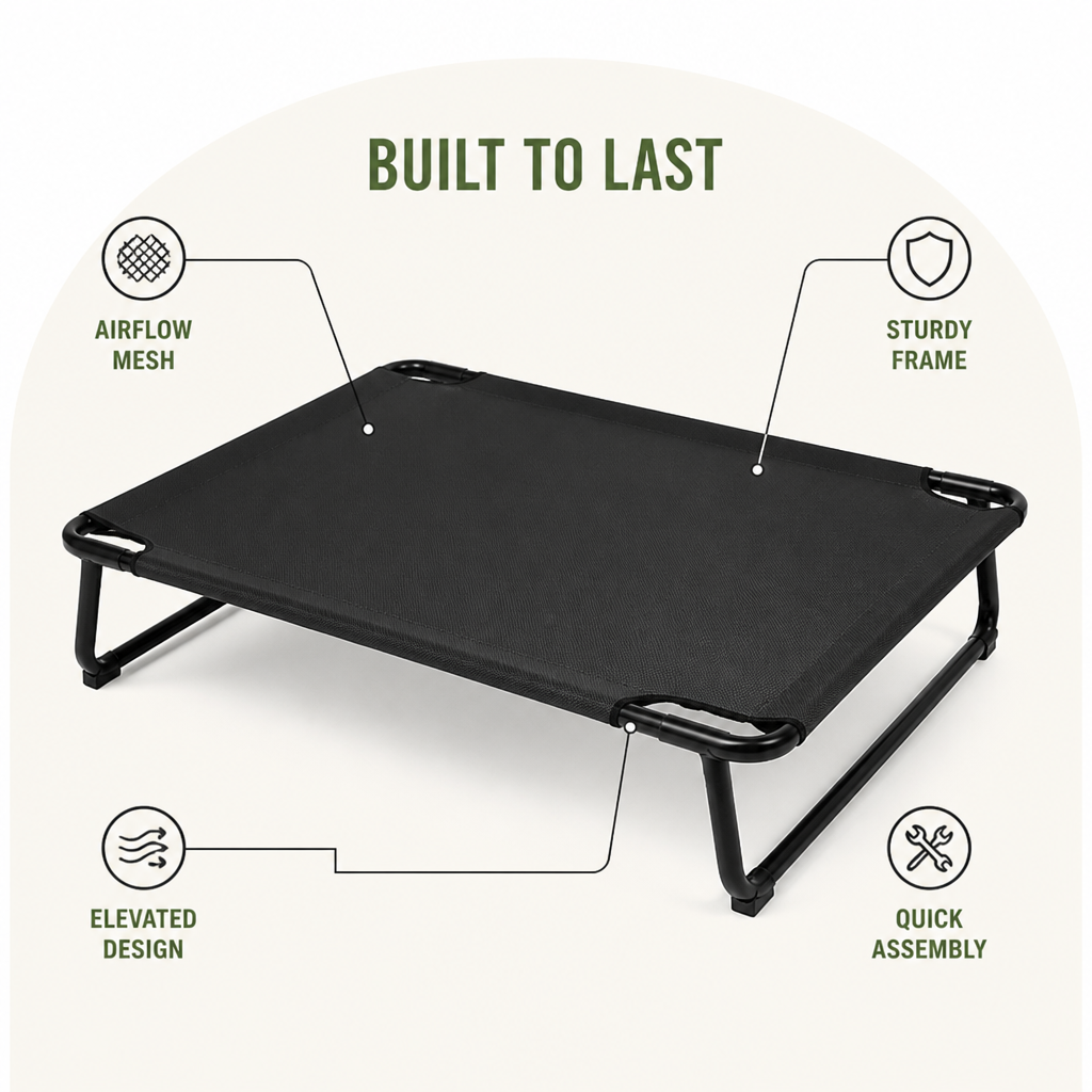Elevated Cooling Breathable Iron Frame Dog Bed
