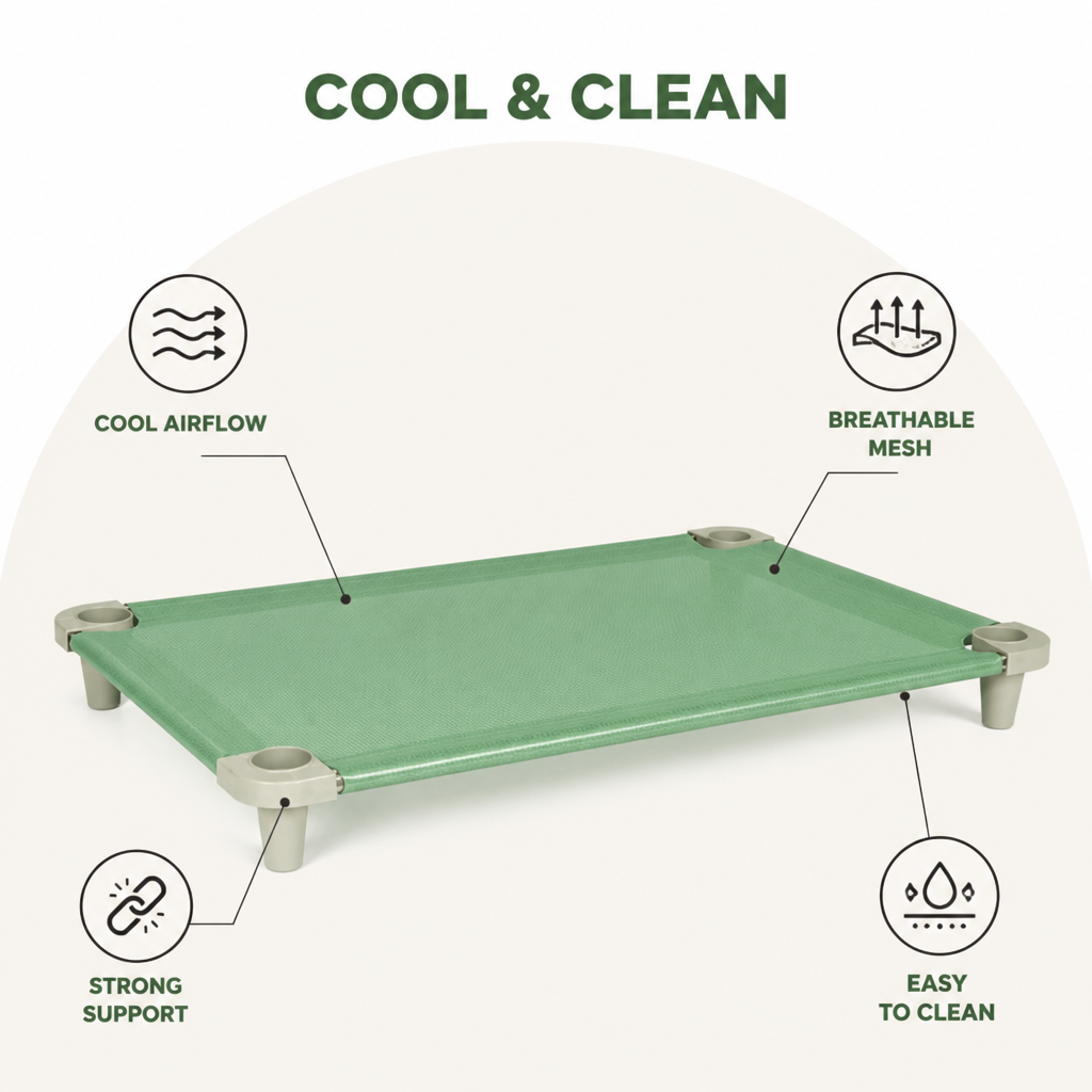 Elevated Cooling Breathable Mesh Dog Bed Stainless Steel Frame