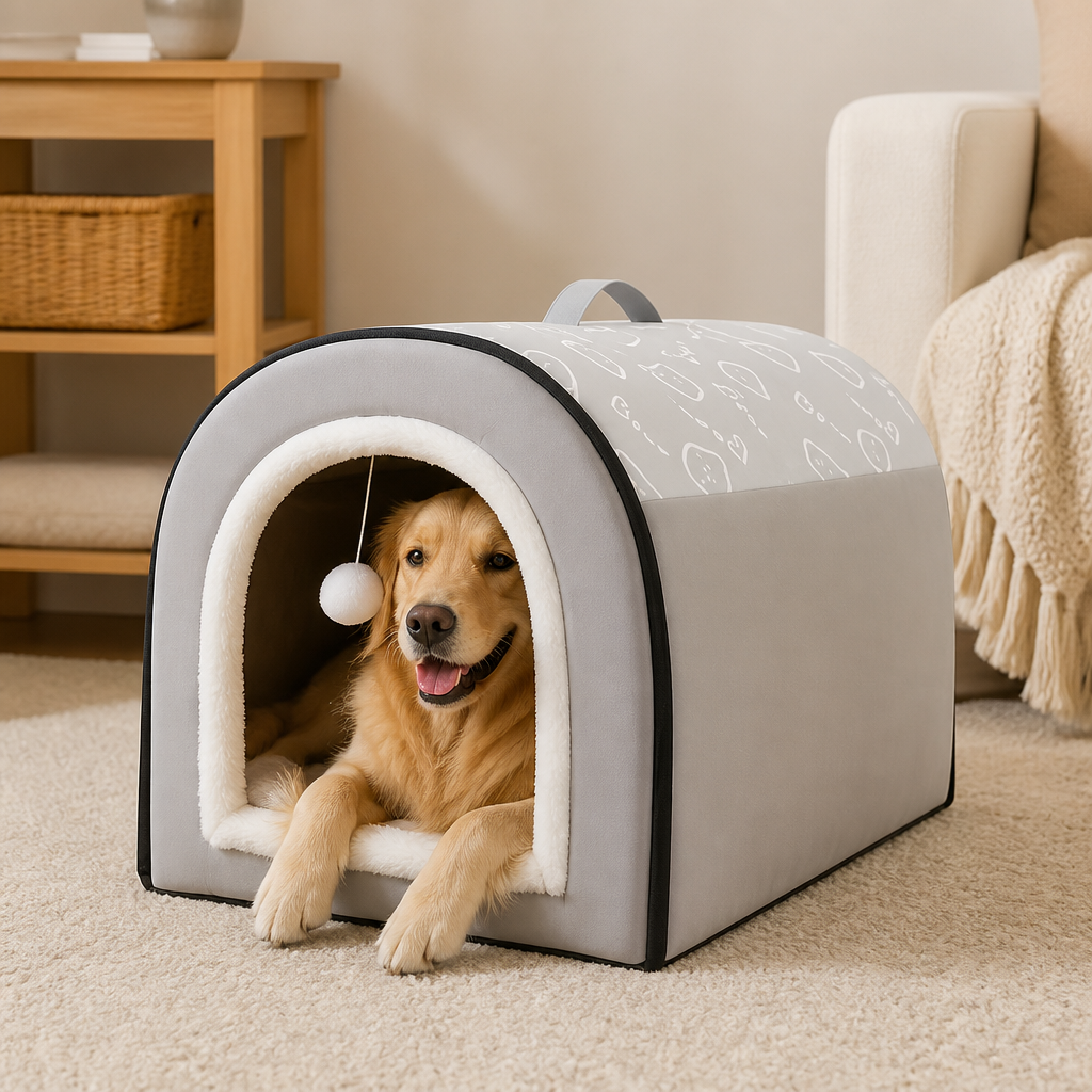 Warm Washable Semi-Enclosed Dog House Removable Cover