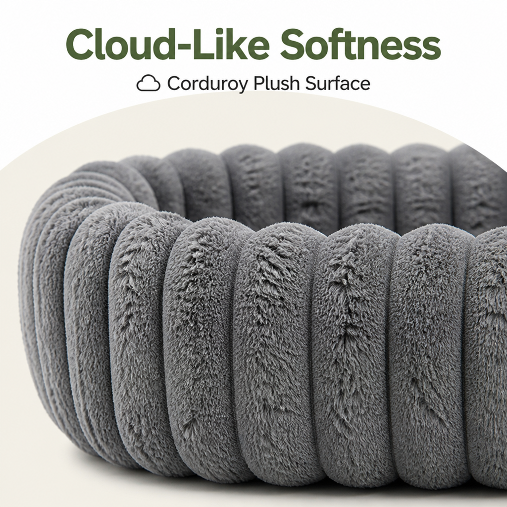 Soft Corduroy Bolster Dog Bed Removable Cover