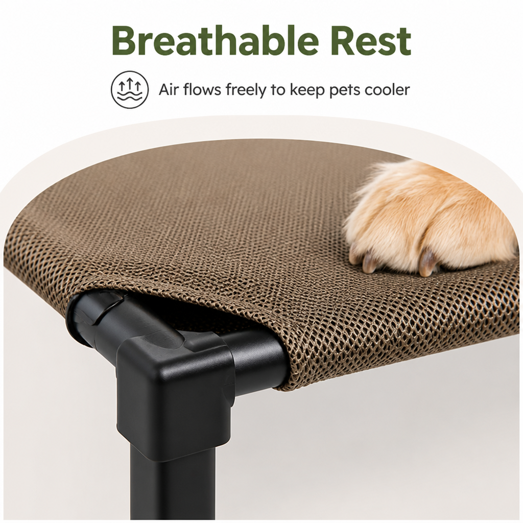Elevated Cooling Breathable Mesh Dog Bed Metal Frame