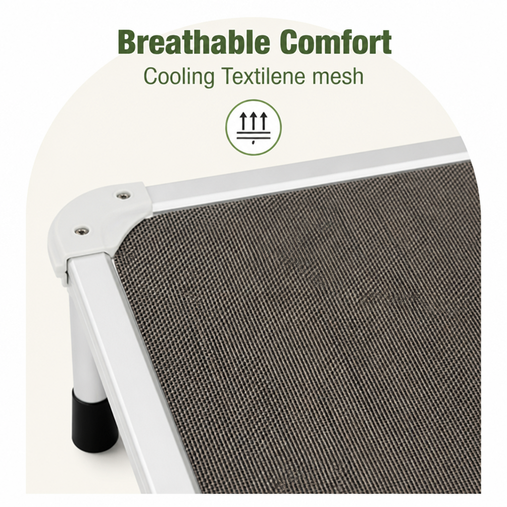 Elevated Cooling Breathable Mesh Dog Bed Aluminum Frame