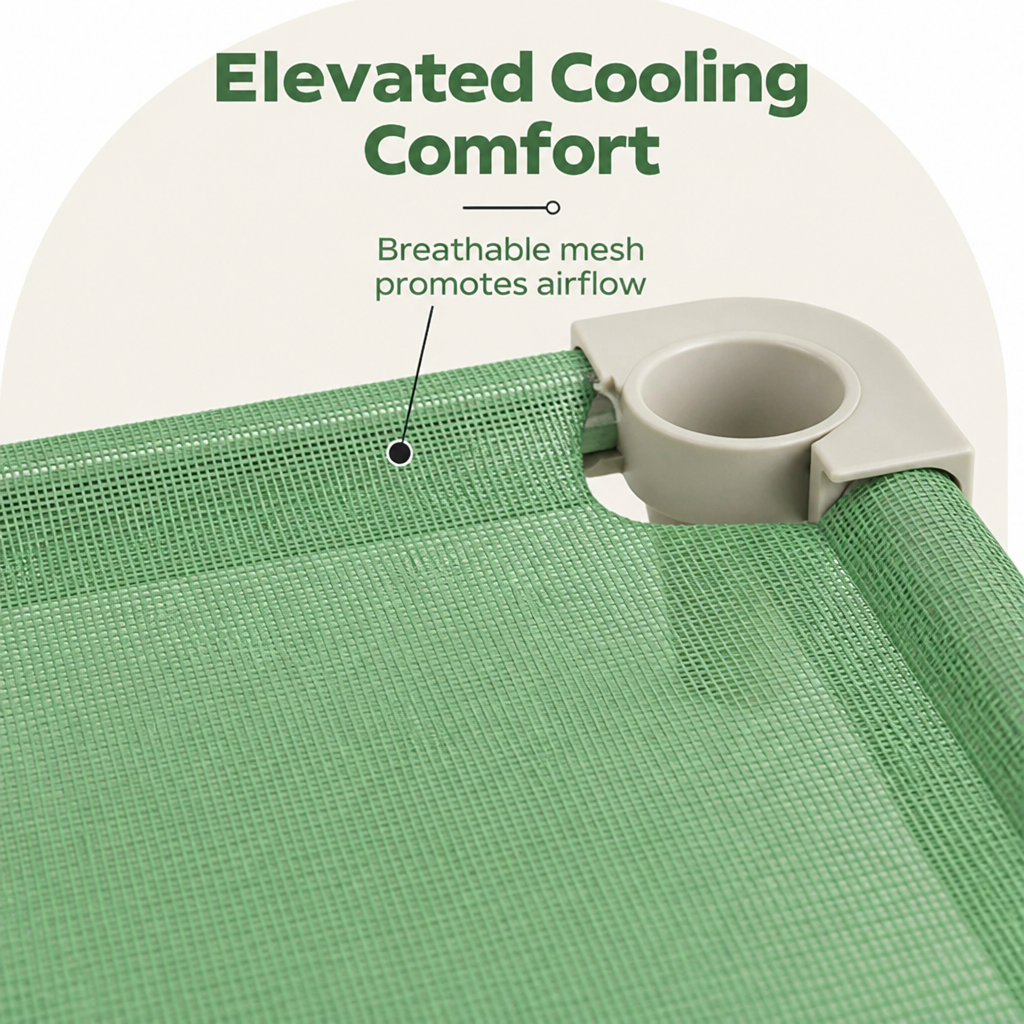 Elevated Cooling Breathable Mesh Dog Bed Stainless Steel Frame