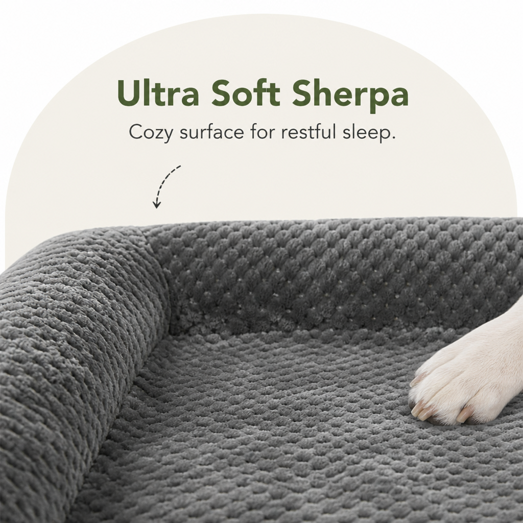 Orthopedic High Density Foam Sherpa Dog Bed Removable Cover