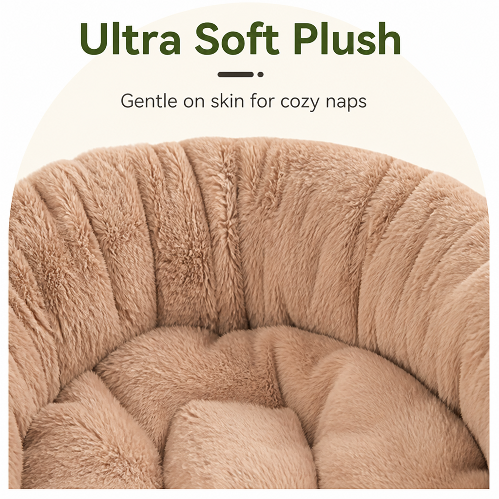 Washable Non-Slip Round Polyester Pet Bed