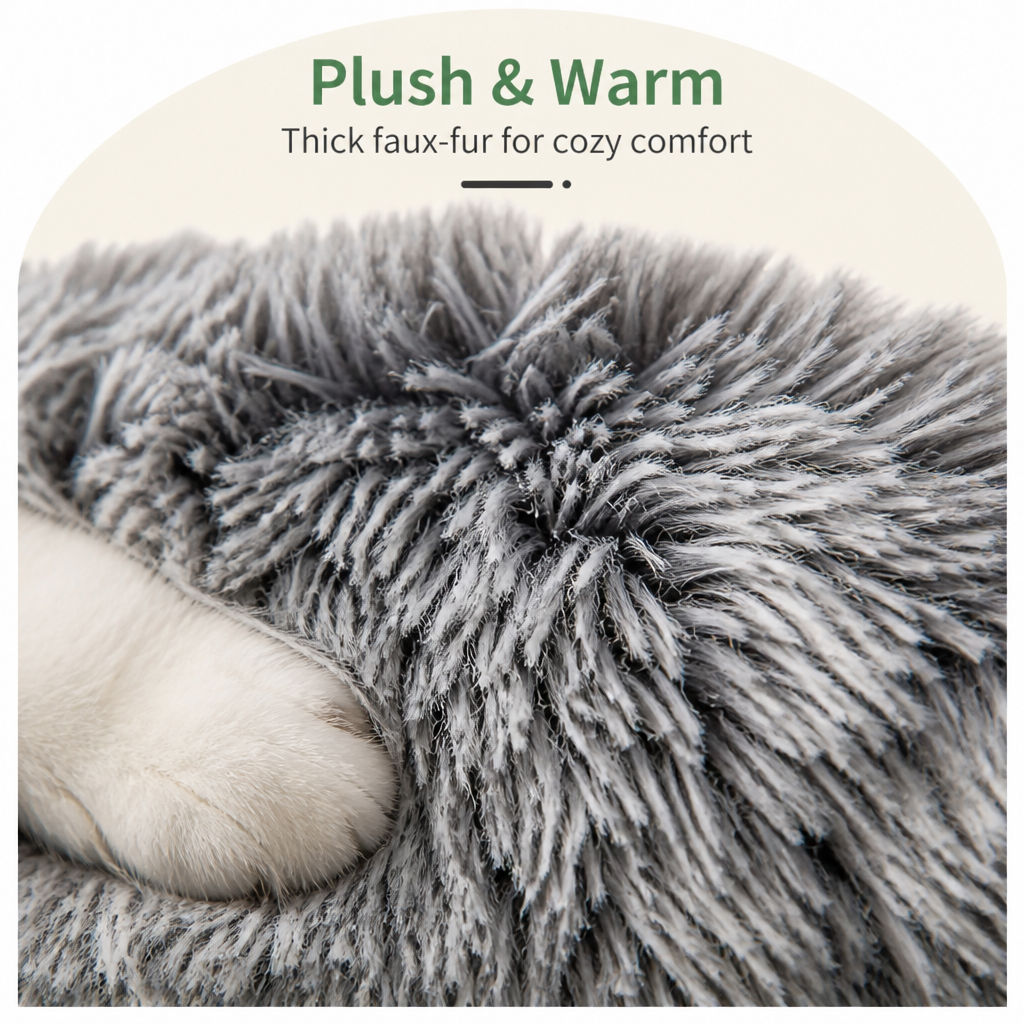 Warm Polyester Fiber Hooded Pet Nest Bed