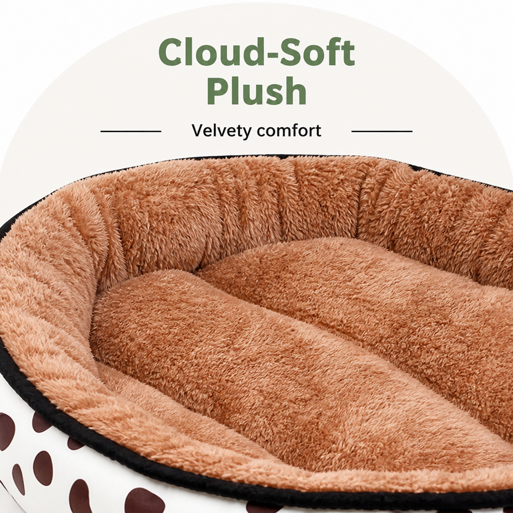 Cozy Plush Oval Pet Bed Removable Cover