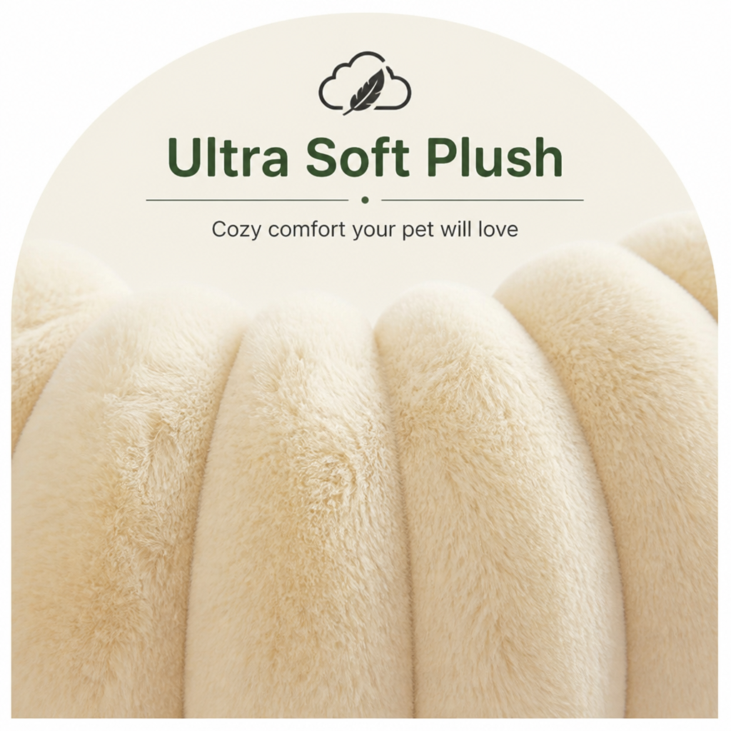 Plush Round Polypropylene Fiber Dog Bed