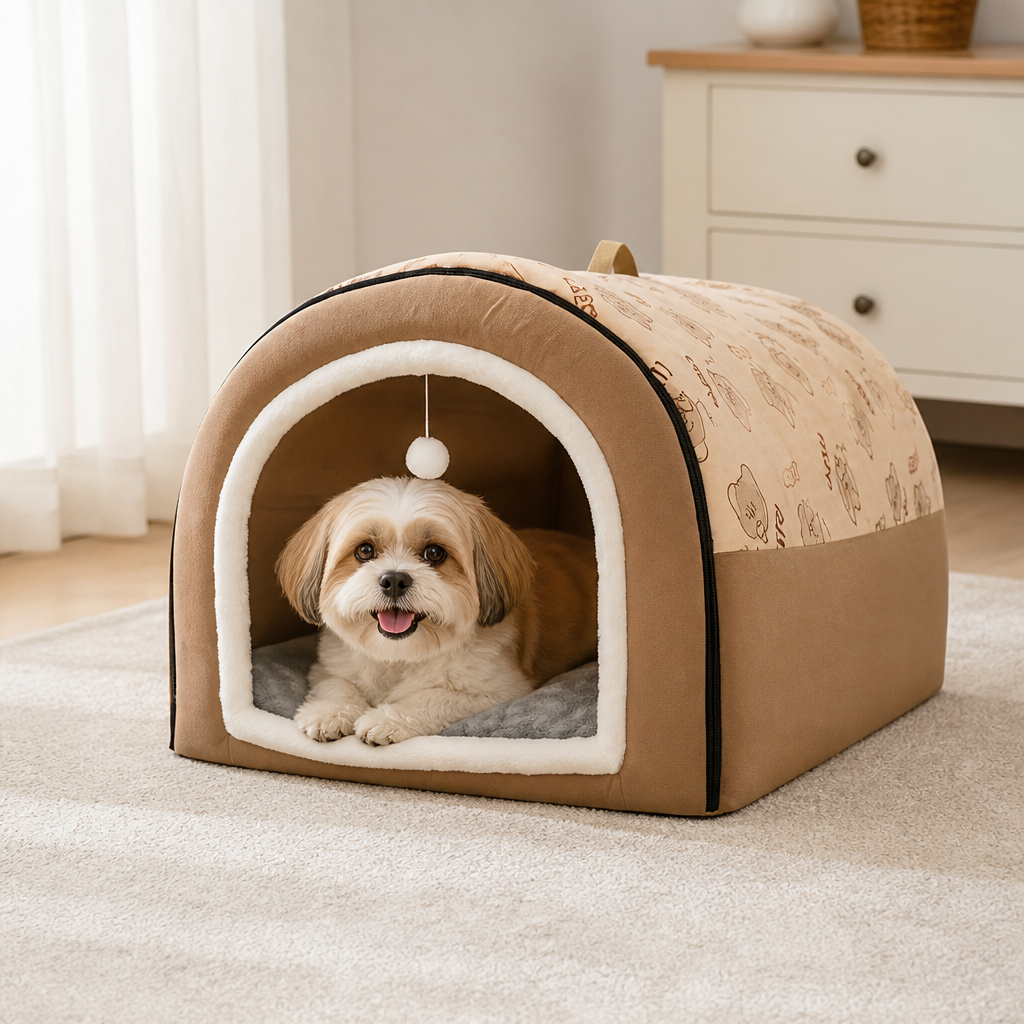 Plush Detachable Fleece Pet House Bed