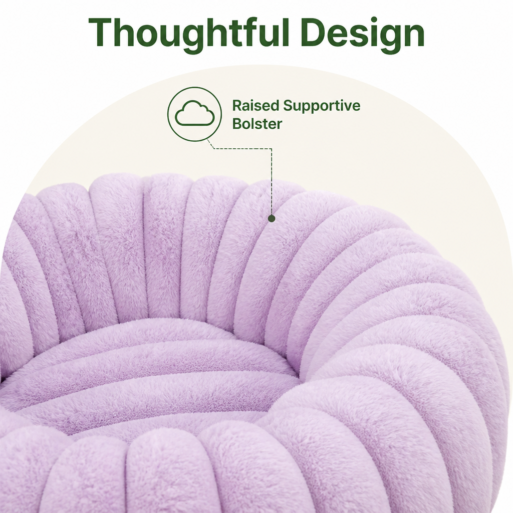 Plush Round Polypropylene Fiber Dog Bed