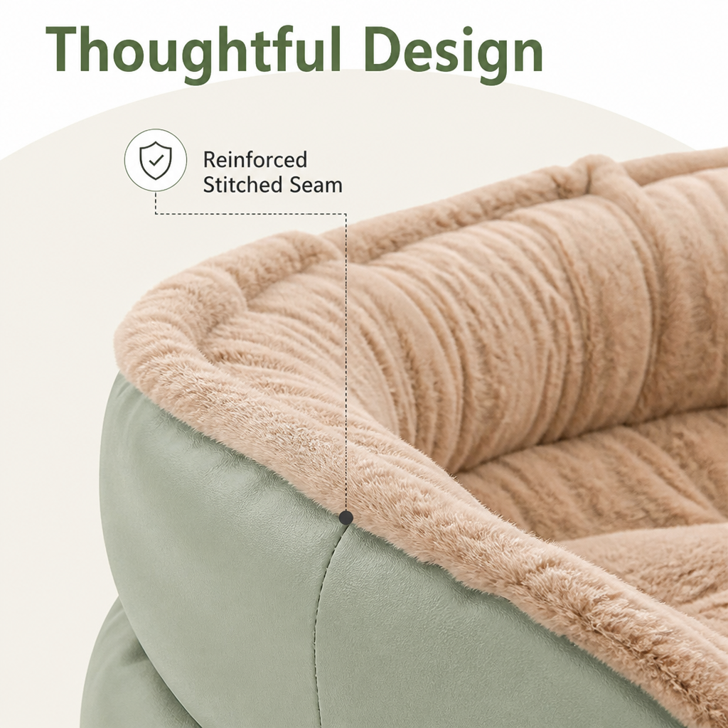 Washable Non-Slip Round Polyester Pet Bed