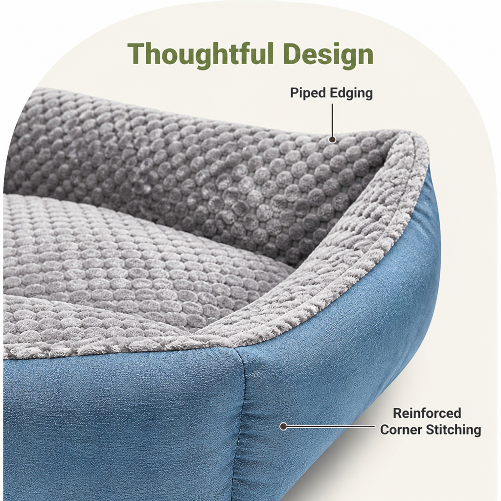 Plush High-Back Thick PP Cotton Pet Sofa Bed Removable Cover