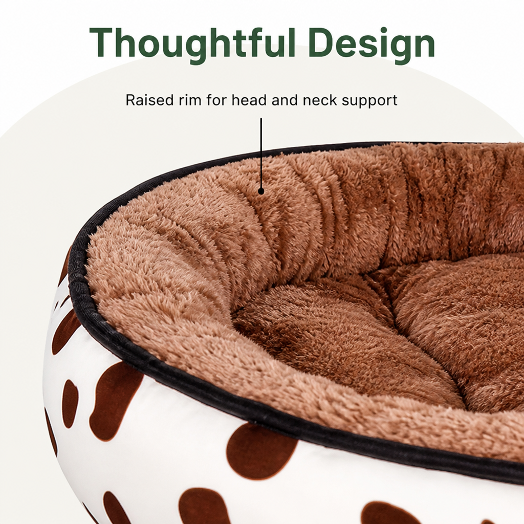 Cozy Plush Oval Pet Bed Removable Cover