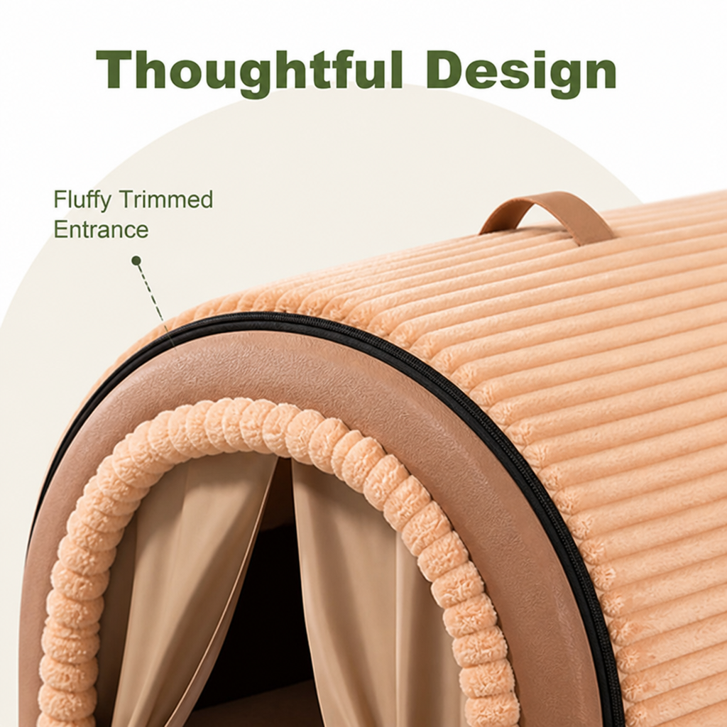 Foldable Washable Non-Slip Polyester Pet Cave Bed