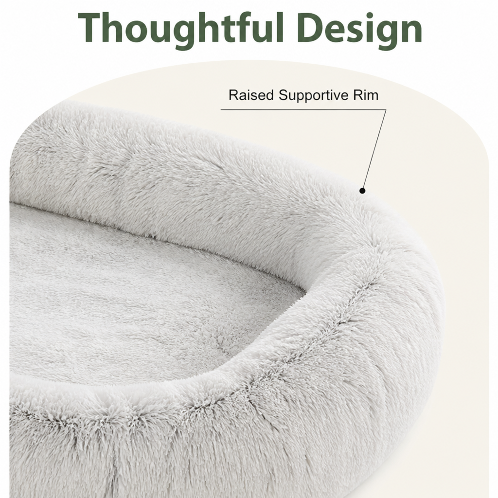 Orthopedic Washable Faux Fur Human Dog Bed Removable Cover