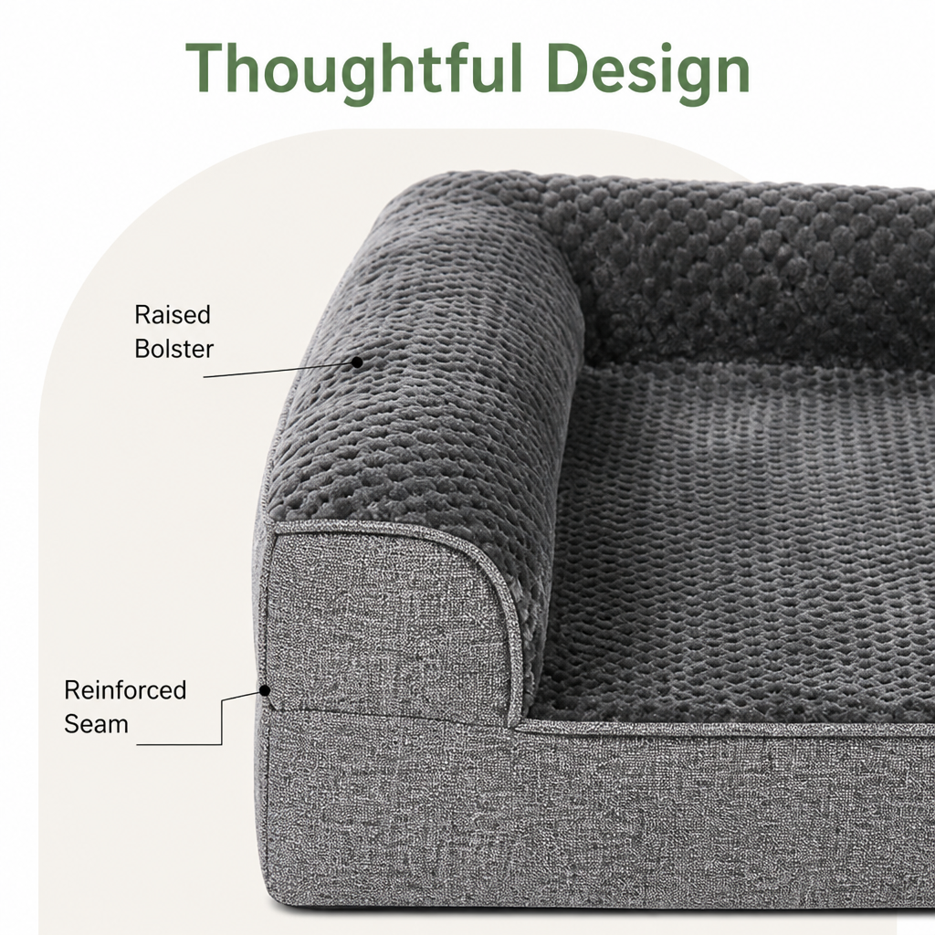Orthopedic High Density Foam Sherpa Dog Bed Removable Cover