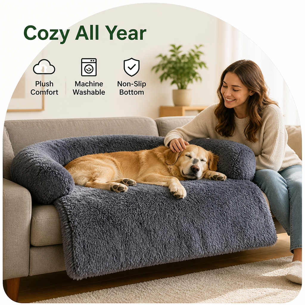 All-Season Fluffy Washable Pet Sofa Bed Removable Cover