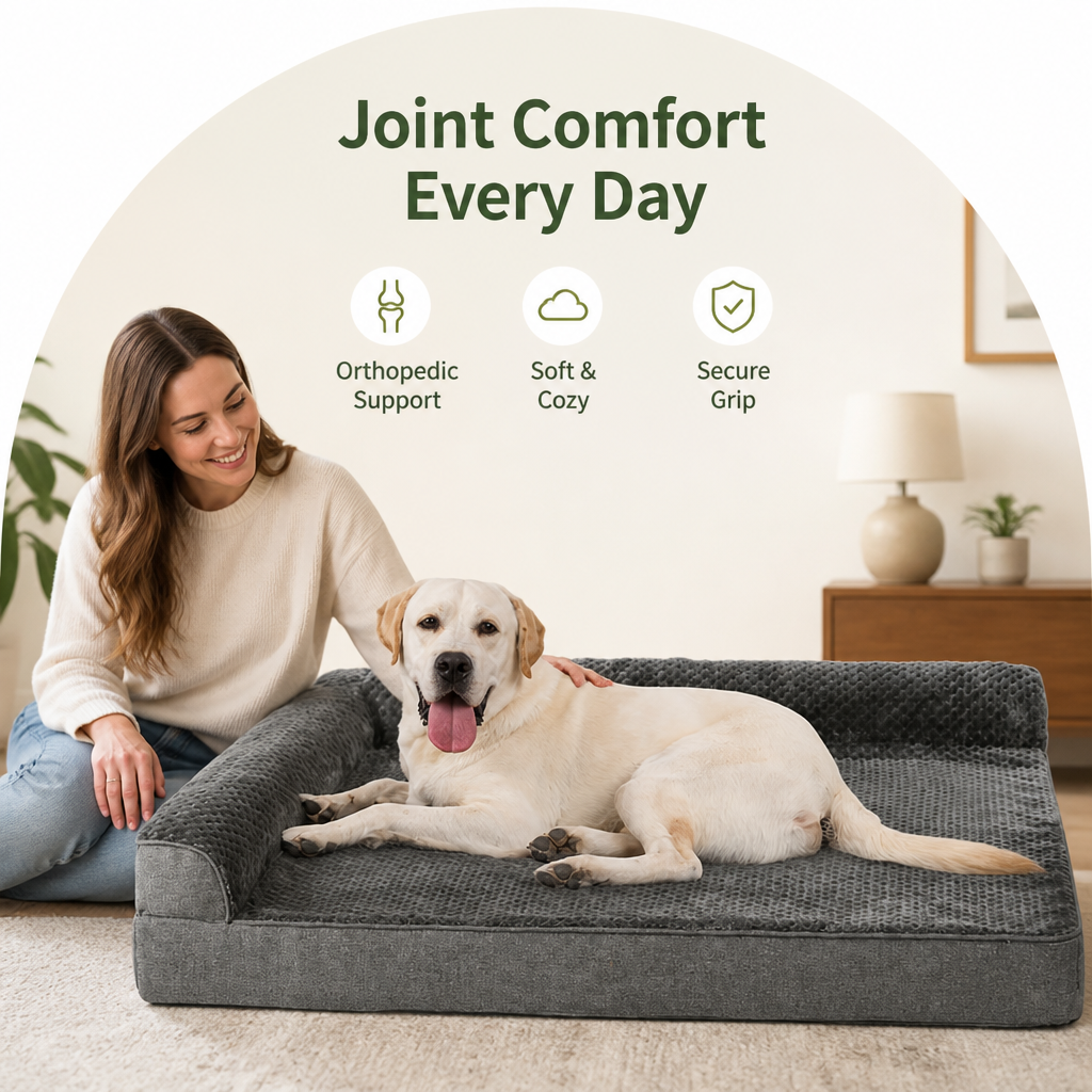 Orthopedic High Density Foam Sherpa Dog Bed Removable Cover