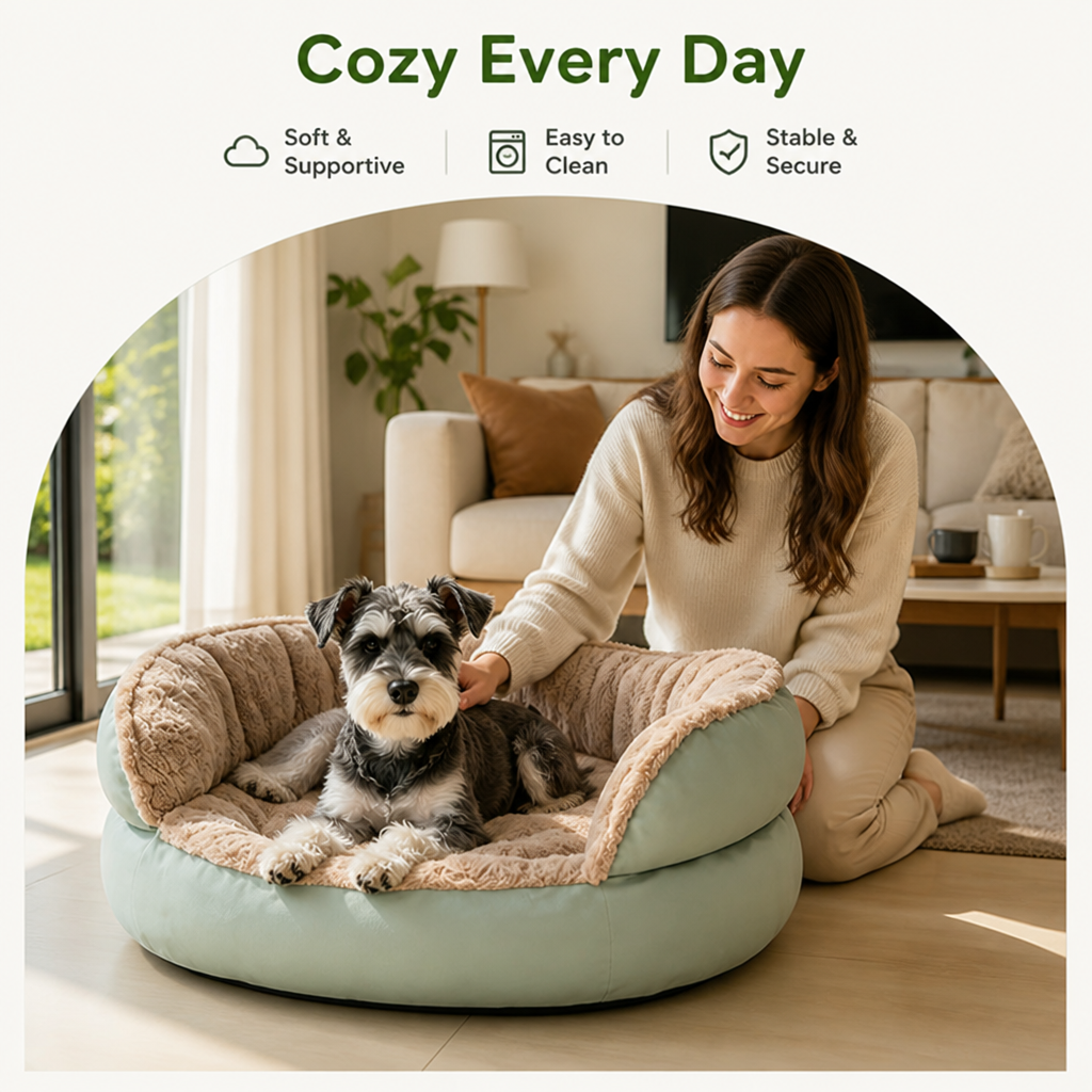 Washable Non-Slip Round Polyester Pet Bed