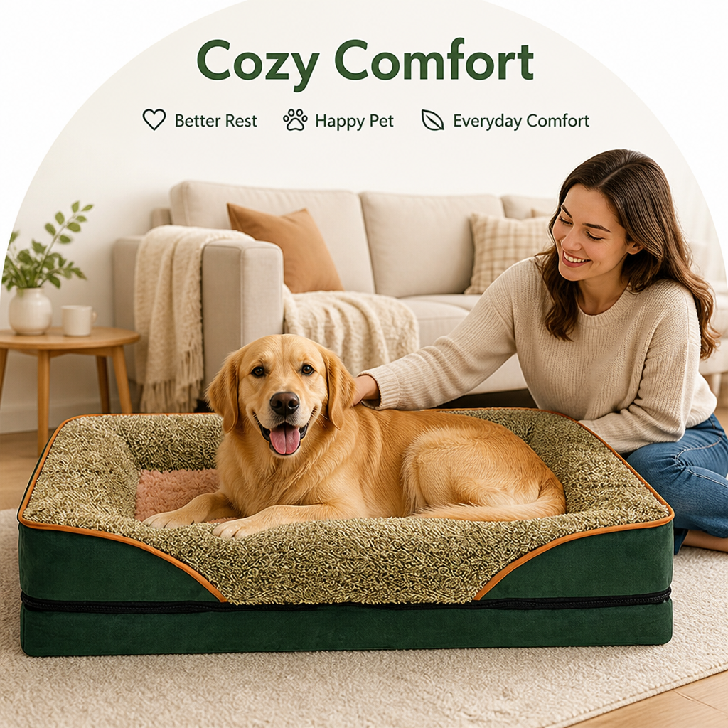 Plush Bolster Polyester Pet Bed Removable Cover