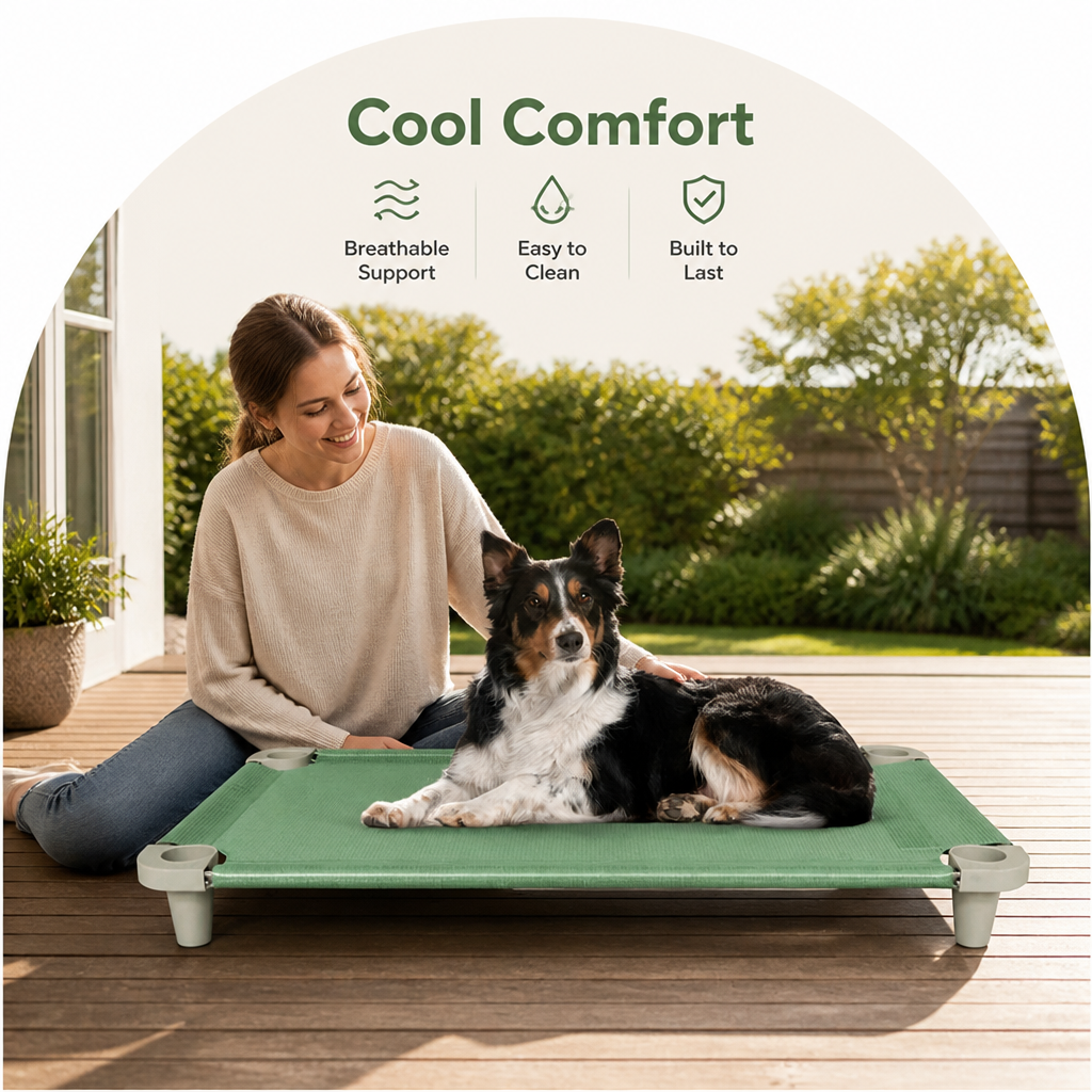 Elevated Cooling Breathable Mesh Dog Bed Stainless Steel Frame